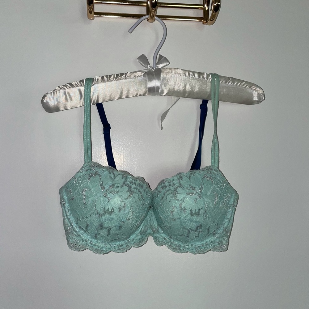 Teal Blue Scalloped Lace Mermaid Bra VS Pink